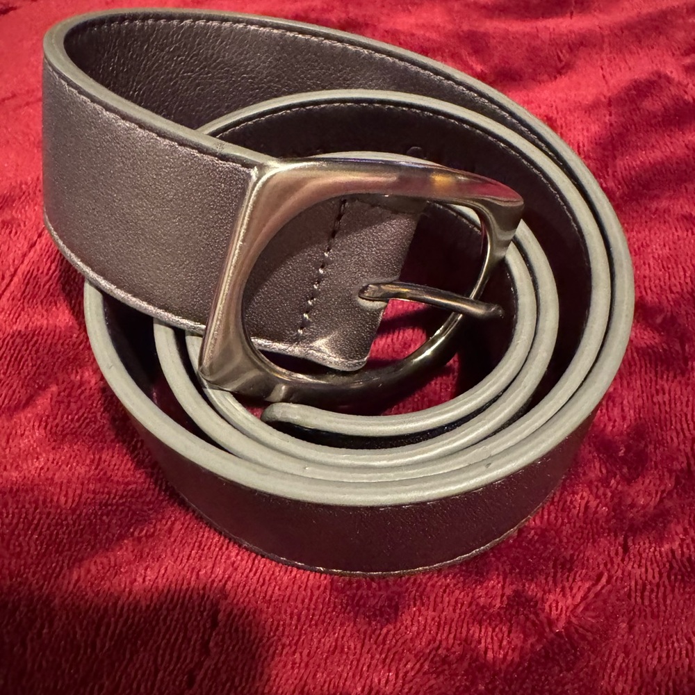 Cole Haan Women's shiny grey Leather Belt